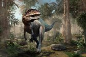 Fotobehang Realistische Dinosaurus- En Palmbomen - Vliesbehang - 360 x 240 cm