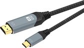 NÖRDIC USBC-N1330 USB-C naar HDMI Kabel - 4K60Hz - HDCP1.4 en 2.2 - Nylon gevlochten - 3m - Space Gray