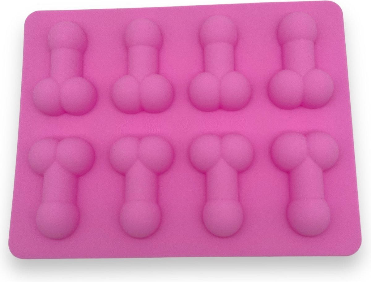Kinky Pleasure Penis Vorm Ijs Klontjes Maker Roze Bakken en Vriezen 17x14cm