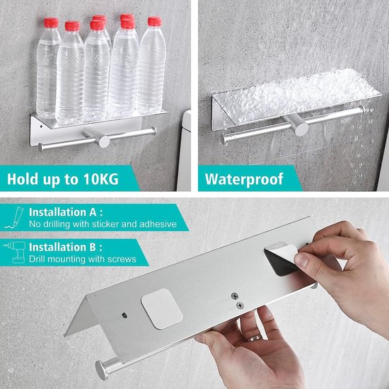 Wc Rolhouder Met Handdoekhaakjes En Plankje