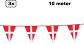 3x Vlaggenlijn Denemarken 10 meter - Landen festival thema feest vlaglijn verjaardag fun party
