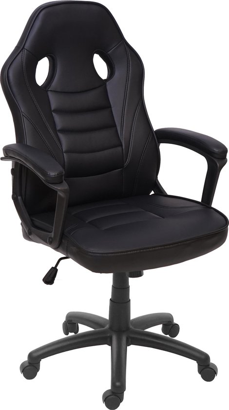 Bureaustoel MCW-F59, bureaustoel bureaustoel racestoel gamestoel, kunstleer ~ zwart