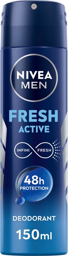 NIVEA MEN Fresh Active Deodorant Spray - Beschermt 48 uur lang - Met oceaanextracten - Aluminiumvrij en alcoholvrij - Antibacterieel - 6 x 150 ml