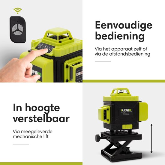 Laser waterpas met statief, 4 x 360 graden 16 lijnen