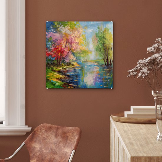 MuchoWow® Peinture sur verre 50x50 cm - Peinture sur verre - Peinture à l'huile - Paysage - Nature - Coloré - Photo sur verre acrylique - Peintures