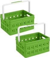 Sunware - Caisse pliante carrée avec anse 24L vert - Set de 2