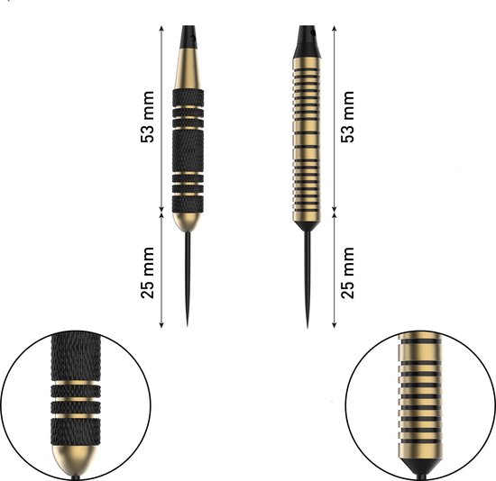 DOGMA Dartpijlen - 23 & 24 Gram Darts - Premium Brass Dartspijlen Set - 6 Steeltip Dartpijltjes - Extra Dart Flights & Dart Shafts - Dogma