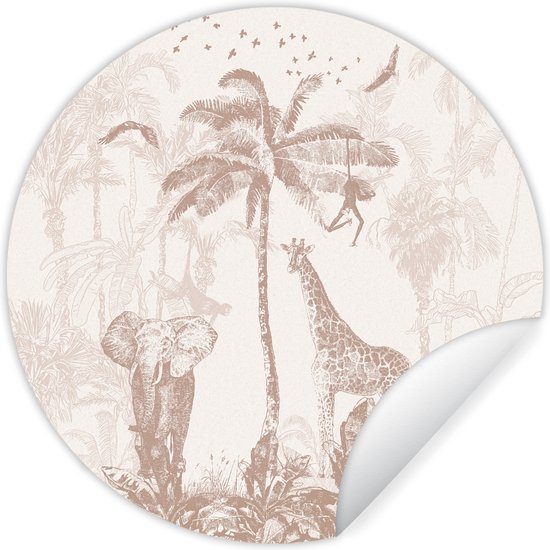 Foto: Behangcirkel muurstickers babykamer vintage dieren jungle kinderen behangsticker muursticker wandsticker 50x50 cm wandstickers ronde muurdecoratie wallpaper sticker muurstickers kinderkamer