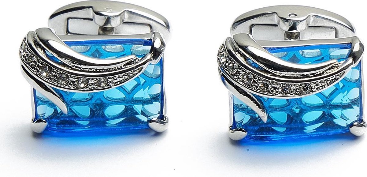Manchetknopen - Blauwe Steen met Zilver