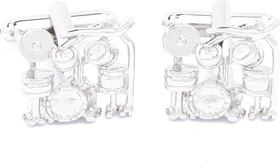 Foto: Manchetknopen drumstel drummen gedetaileerd zilver