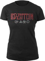 Led Zeppelin - Logo & Symbols Dames T-shirt - S - Zwart