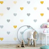 Muursticker Watercolor Confetti Hearts yellow