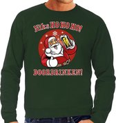 Foute Kersttrui / sweater - Niks ho ho ho doordrinken - peul bier / biertje - groen voor heren - kerstkleding / kerst outfit XL (54)