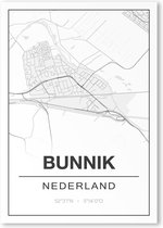 Poster/plattegrond BUNNIK - 30x40cm