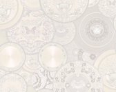 PORSELEINEN BORDEN BEHANG | Design - grijs wit metallic - A.S. Création Versace 3