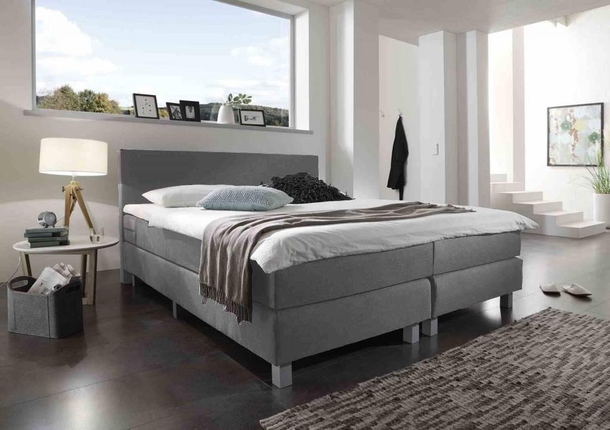 Boxspring Bravo - 200x220 cm - Luxe Pocketvering - Stof Grijs