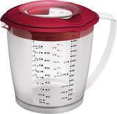 Westmark Beslagkom/maatbeker met spatbescherming, deksel en tuit, kunststof, inhoud: 1,4 l, Helena, doorzichtig/rood, 3105227R