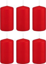 6x Rode cilinderkaarsen/stompkaarsen 5 x 10 cm 23 branduren - Geurloze kaarsen - Woondecoraties