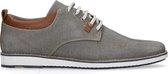 Manfield - Heren - Taupe canvas veterschoenen - Maat 40