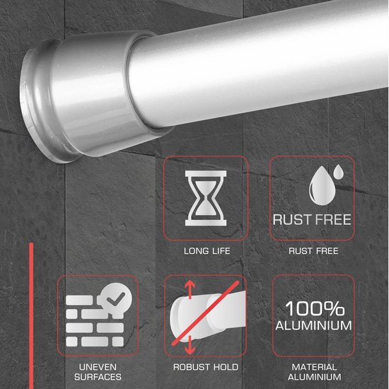 bomoe telescopische douchegordijnstang zonder boren chroom 140250