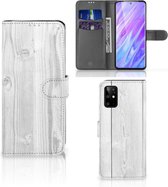 Smartphone Hoesje Geschikt voor Samsung S20 Plus Book Style Case White Wood