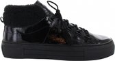 Tango | Katja 44-b black patent/fur high sneaker - black sole | Maat: 40