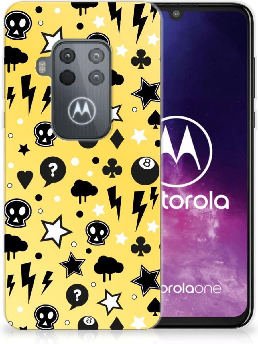 Back Cover voor Silicone Back Case Motorola One Zoom Punk Geel
