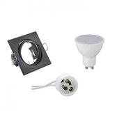 LED Spot Set - Trion - GU10 Fitting - Inbouw Vierkant - Mat Zwart - 6W - Natuurlijk Wit 4200K - Kantelbaar 80mm