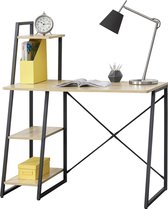 Bureau Aalborg met 3 planken 102x50x117 cm zwart en eiken