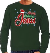 Foute Kersttrui / sweater - Happy Birthday Jesus / Jezus - groen voor heren - kerstkleding / kerst outfit M (50)