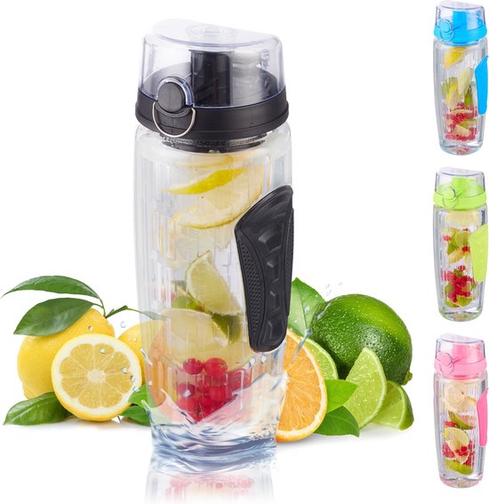 Relaxdays waterfles met fruit filter - drinkbus met infuser - BPA-vrij -  fruitwater -... | bol.com