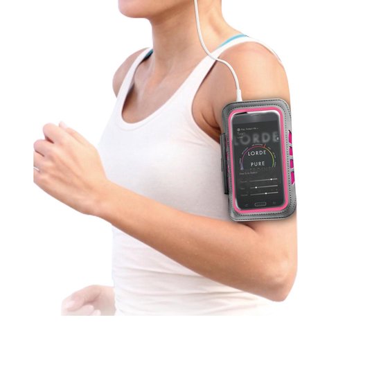 BeHello Universele Sportarmband met LED lampjes XL Grijs/Zwart bol