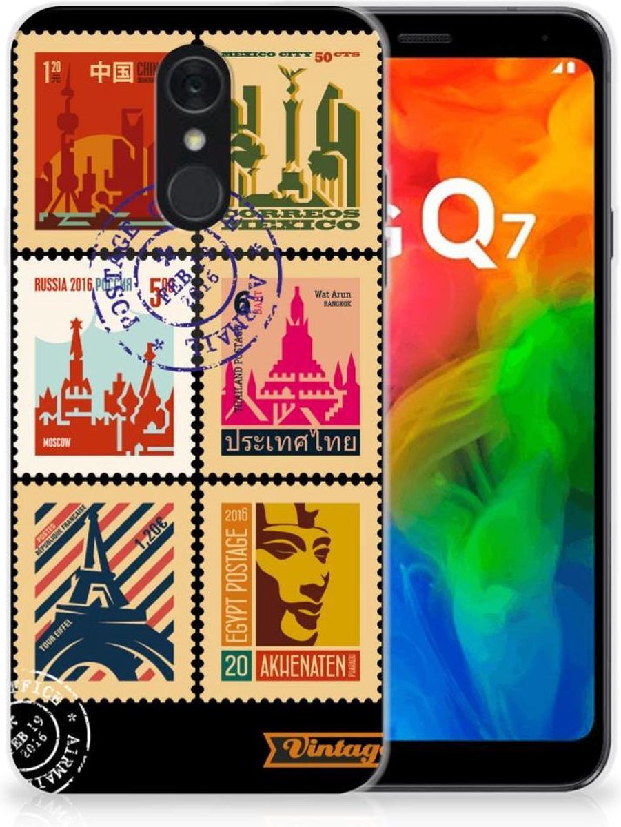 LG Q7 Siliconen Back Cover Postzegels