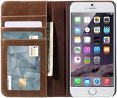 GadgetBay Lederen boek Bookcase hoesje Boek iPhone 6 Plus 6s Plus bruin kunstleer
