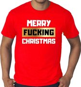 Grote maten fout Kerst t-shirt - Merry Fucking Christmas - rood voor heren - kerstkleding / kerst outfit 4XL