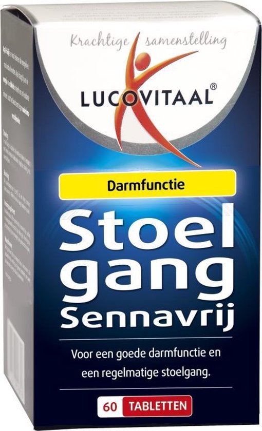 Doos Lucovitaal Stoelgang Sennavrij met 60 tabletten voor darmfunctie.