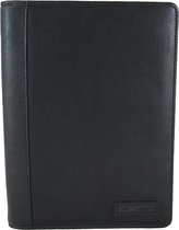 Hillburry Luxury Writing Case A4 avec fermeture éclair en cuir véritable - Noir