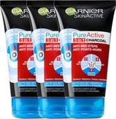 Garnier SkinActive PureActive 3in1 Gezichtsmasker met Charcoal - 3 x 150 ml