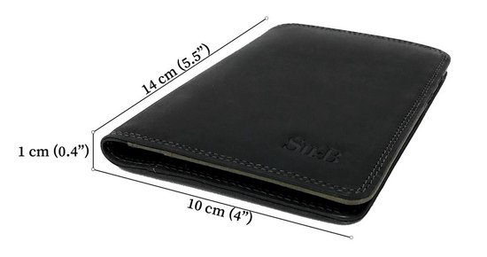 Su.B à passeport en cuir RFID de Luxe Su.B avec porte-cartes - Porte-passeport - Couverture de passeport avec porte-cartes - Zwart - Olive