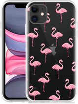 Geschikt voor Apple iPhone 11 Hoesje Flamingo - Designed by Cazy