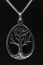 Collier pendentif arbre de vie en argent - ovale