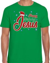 Fout Kerst shirt / t-shirt - Happy birthday Jesus / Jezus - groen - heren - kerstkleding / kerst outfit 2XL (56)