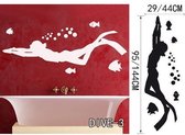 3D Sticker Decoratie Vissen Duiken Muursticker Zeebodem Home Decor Verwijderbaar Surfen Zwemmen Vinyl Wall Art Decal voor woonkamer - DIVE3 / Small