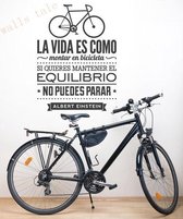 3D Sticker Decoratie Wall Stickers In Spanish Home Decoration - LIFE IS LIKE A BICICLETA vinilo adhesivo de pared con texto albert einstein - Black / XL