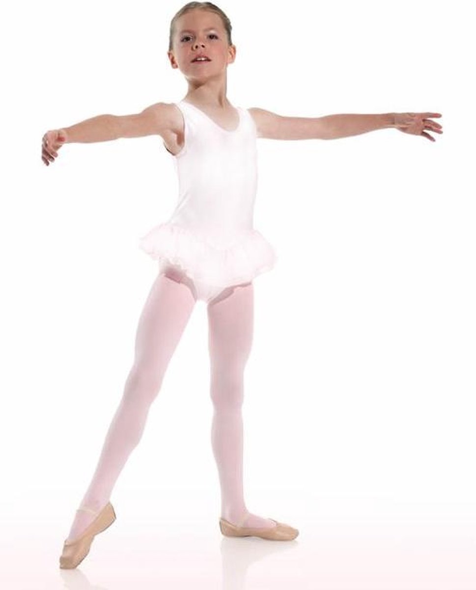 Danceries - Balletpakje - Clarasson - Mouwloos - dubbel rokje - Wit - Elasthan - Maat 122-128