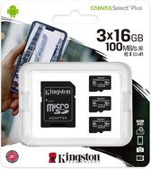 Kingston Technology Canvas Select Plus flashgeheugen 16 GB MicroSDHC Klasse 10 UHS-I - pak van 3