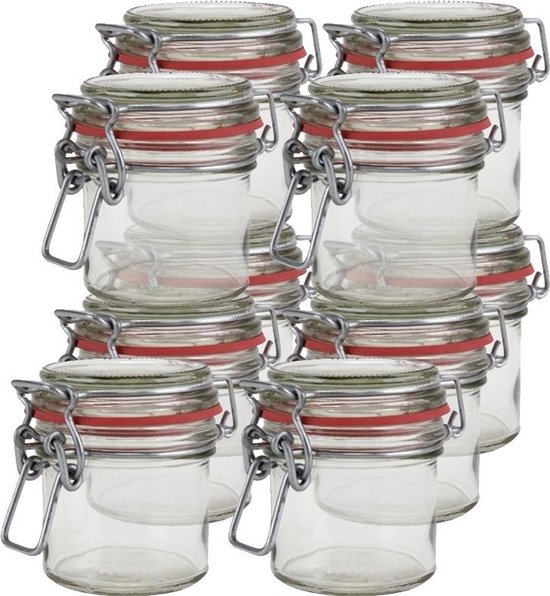 10x Mini pot de conservation / pot de conservation 100 ml avec anneau en caoutchouc...