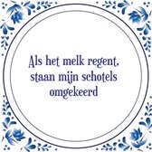 Tegel met spreuk |Spreuktegels | Wanddecoratie | Als het melk regent, staan mijn schotels omgekeerd