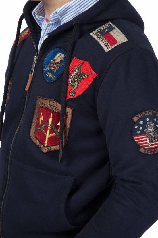 Top Gun Hoodie met patches, donkerblauw
