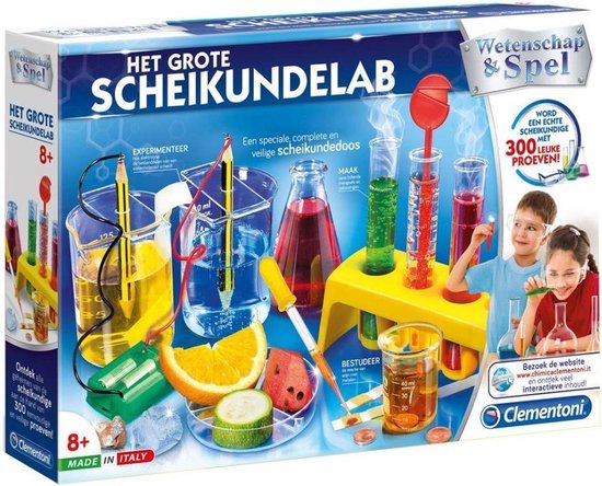 Clementoni - Wetenschap & spel - Het Grote Scheikundelab (Nederlandse taal) - Experimenteerset, wetenschapslab, wetenschapsdoosl - Clementoni